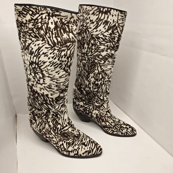 MAUD FRIZON Shoes - Vintage MAUD FRIZON Zebra Animal Print Calf Hair Brown Beige Boots Size 35